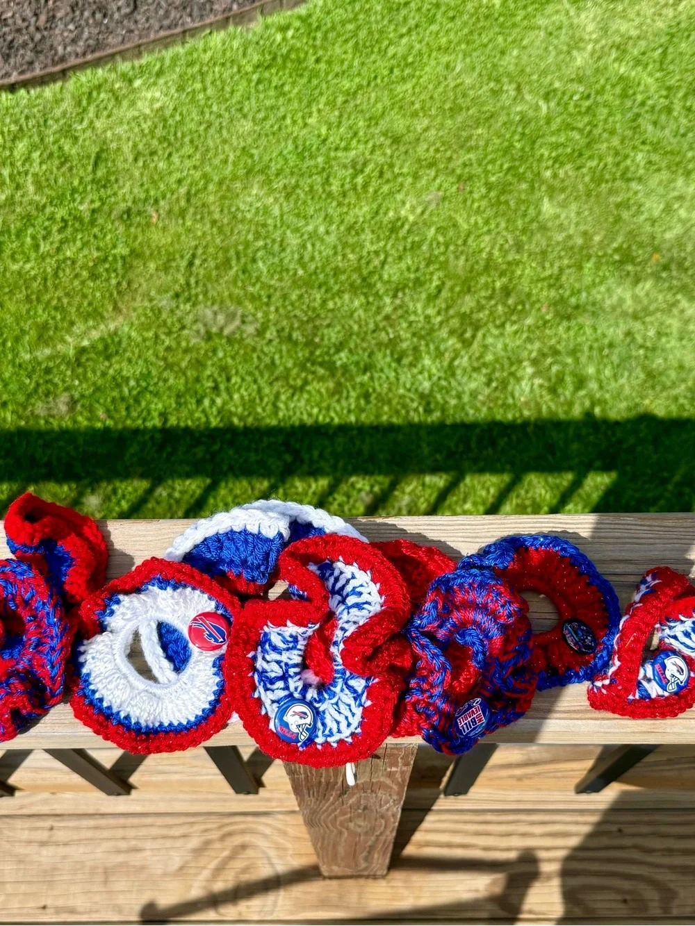 Handmade Bundle of 13 Buffalo  Crochet Hair Scrunchies - Team Style